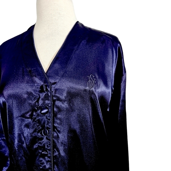 Victoria's Secret Gold Label Vintage Indigo Satin Night Shirt - Picture 2 of 6